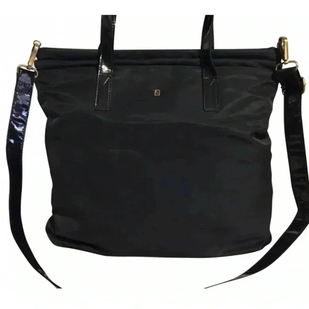 Fendi vintage black nylon satchel handbag - Picture 2 of 12